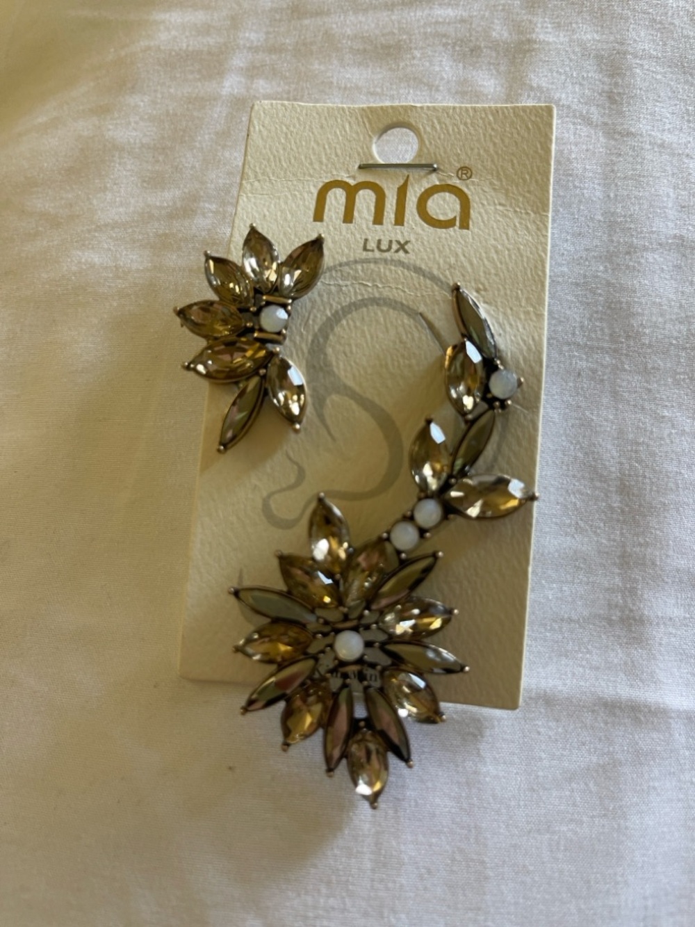 MIA Gold-Tone Floral Crystal Ear Cuff Set